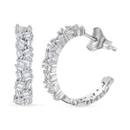 Diamond Fire Cracker Hoop Earrings in Platinum Overlay Sterling Silver