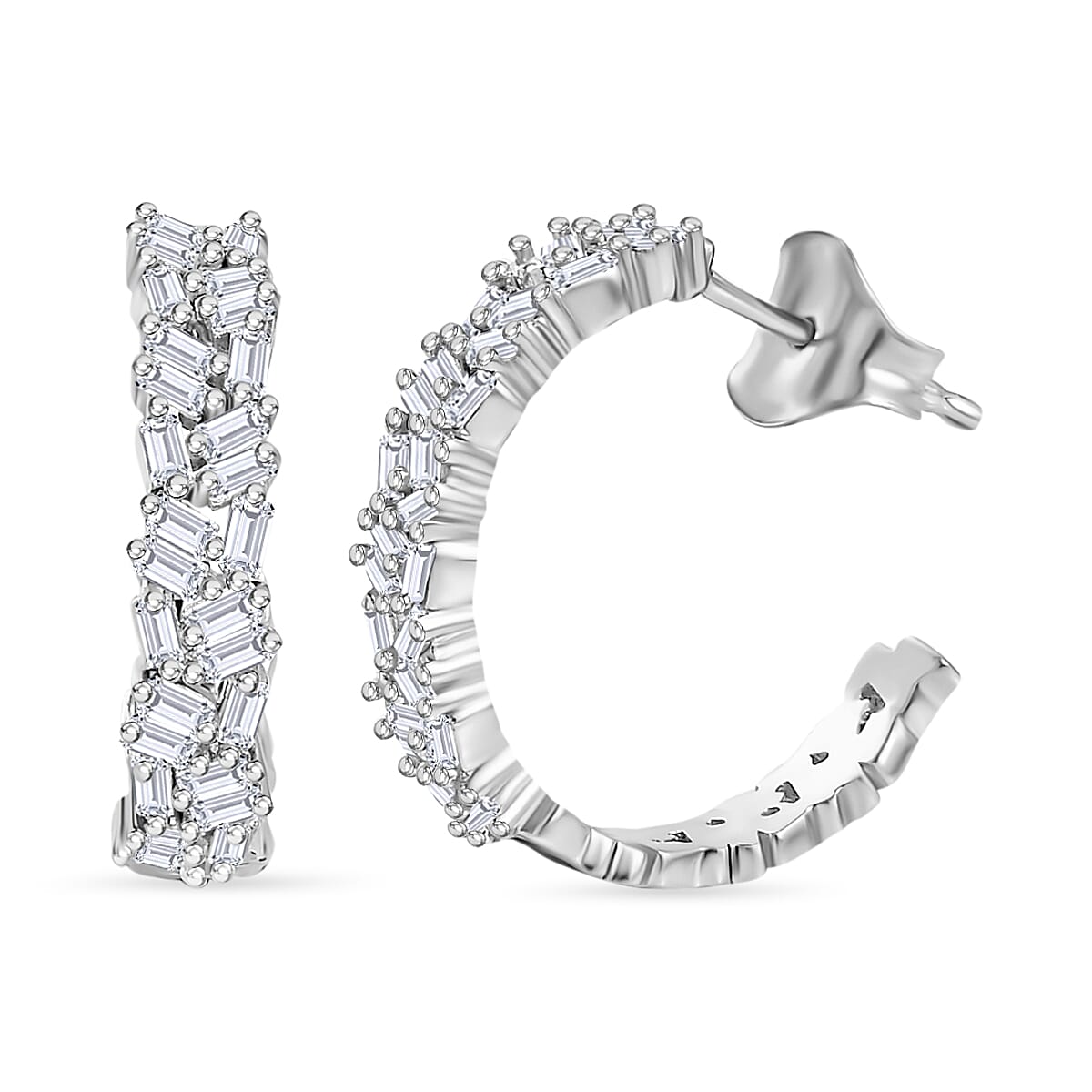Diamond Fire Cracker Hoop Earrings in Platinum Overlay Sterling Silver 7709154 0