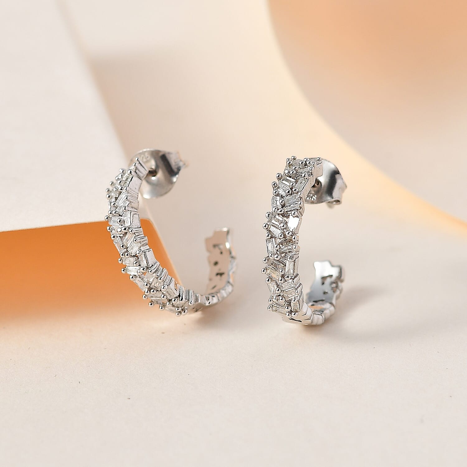 Diamond Fire Cracker Hoop Earrings in Platinum Overlay Sterling Silver 7709154 2