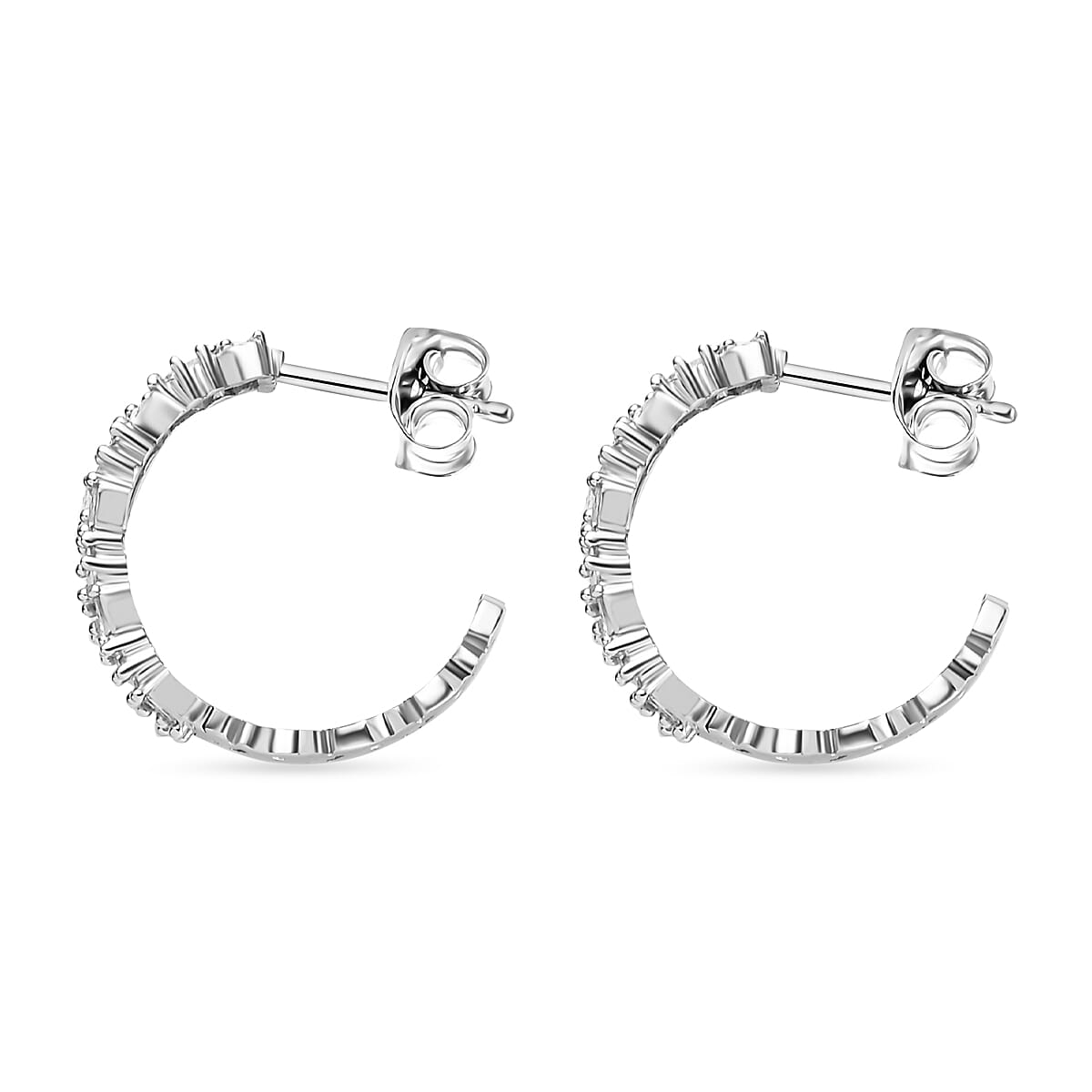 Diamond Fire Cracker Hoop Earrings in Platinum Overlay Sterling Silver 7709154 4