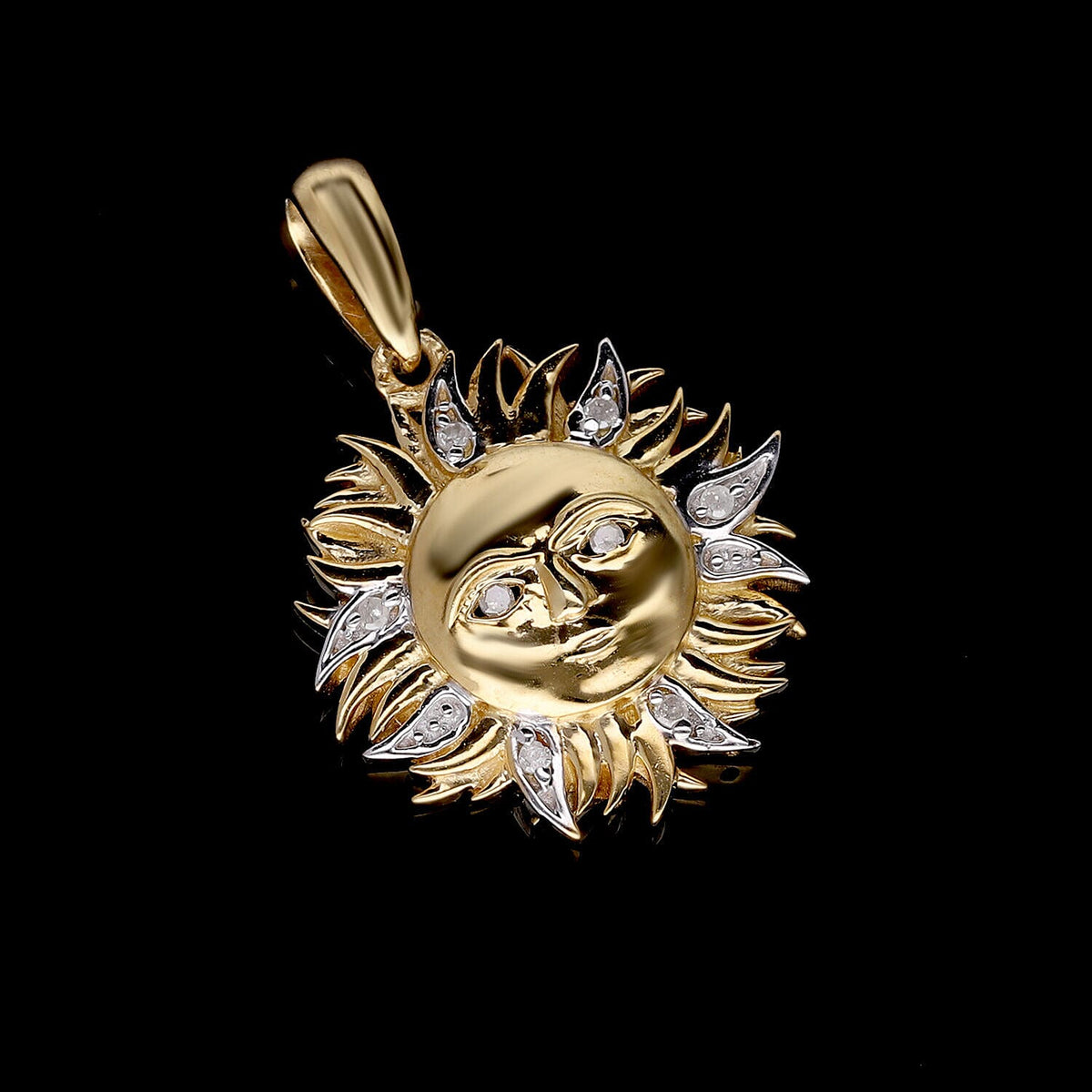 Diamond Sun Pendant in Yellow Gold Vermeil Plated Sterling Silver 7386609 1