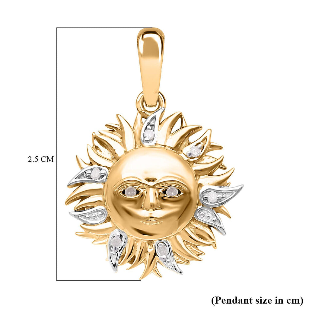 Diamond Sun Pendant in Yellow Gold Vermeil Plated Sterling Silver