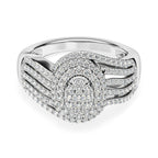 White Diamond Cluster Ring in Rhodium Overlay Sterling Silver,  Silver Wt. 5 Gms 1.015  Ct.