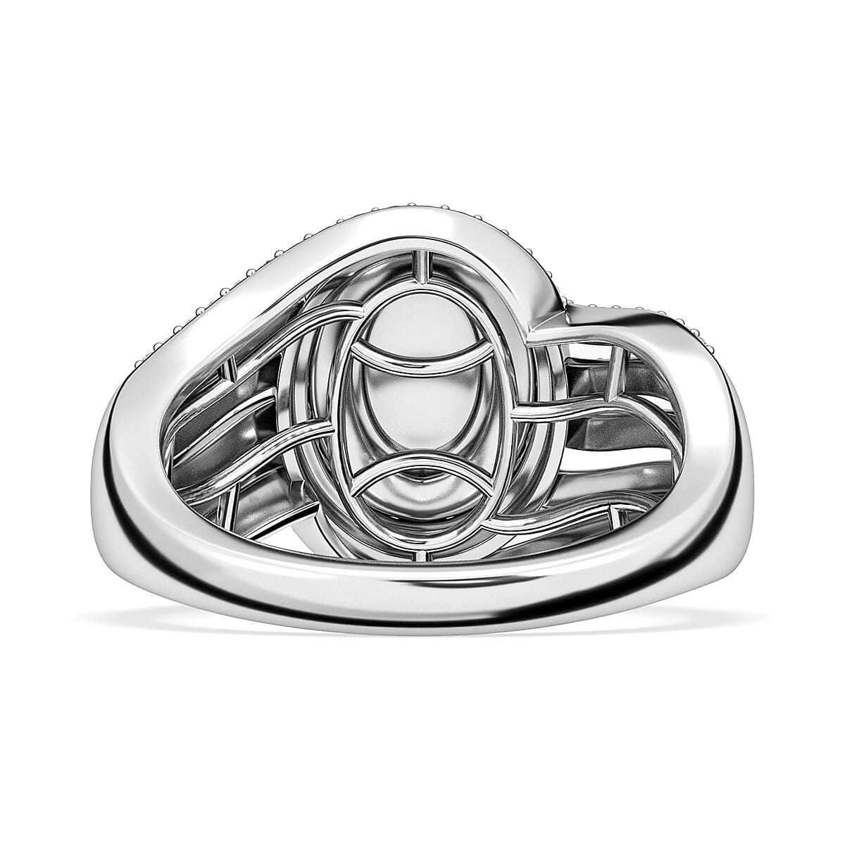 White Diamond Swirl Cluster Ring in Rhodium Overlay Sterling Silver 1.01  Ct. 7897708 4