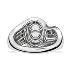 White Diamond Cluster Ring in Rhodium Overlay Sterling Silver,  Silver Wt. 5 Gms 1.015  Ct.