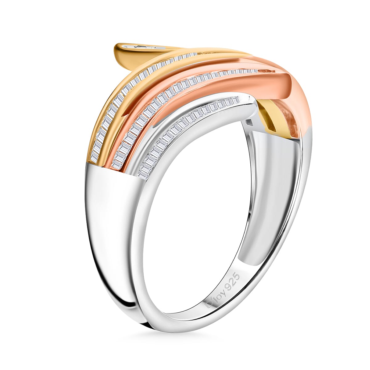 White Diamond Wave Ring Sterling Silver with Tri Tone 0.46  Ct. 7977270 7