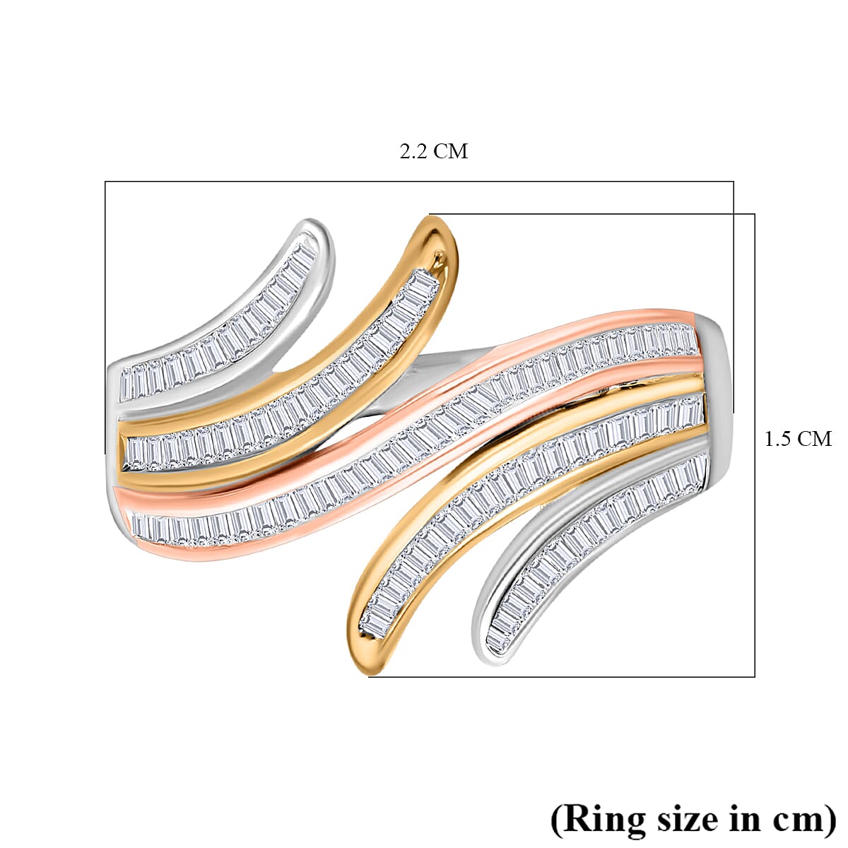 White Diamond Wave Ring Sterling Silver with Tri Tone 0.46  Ct. 7977270 9