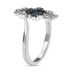 White Diamond and Blue Diamond Ring in Platinum Overlay Sterling Silver 0.21 Ct