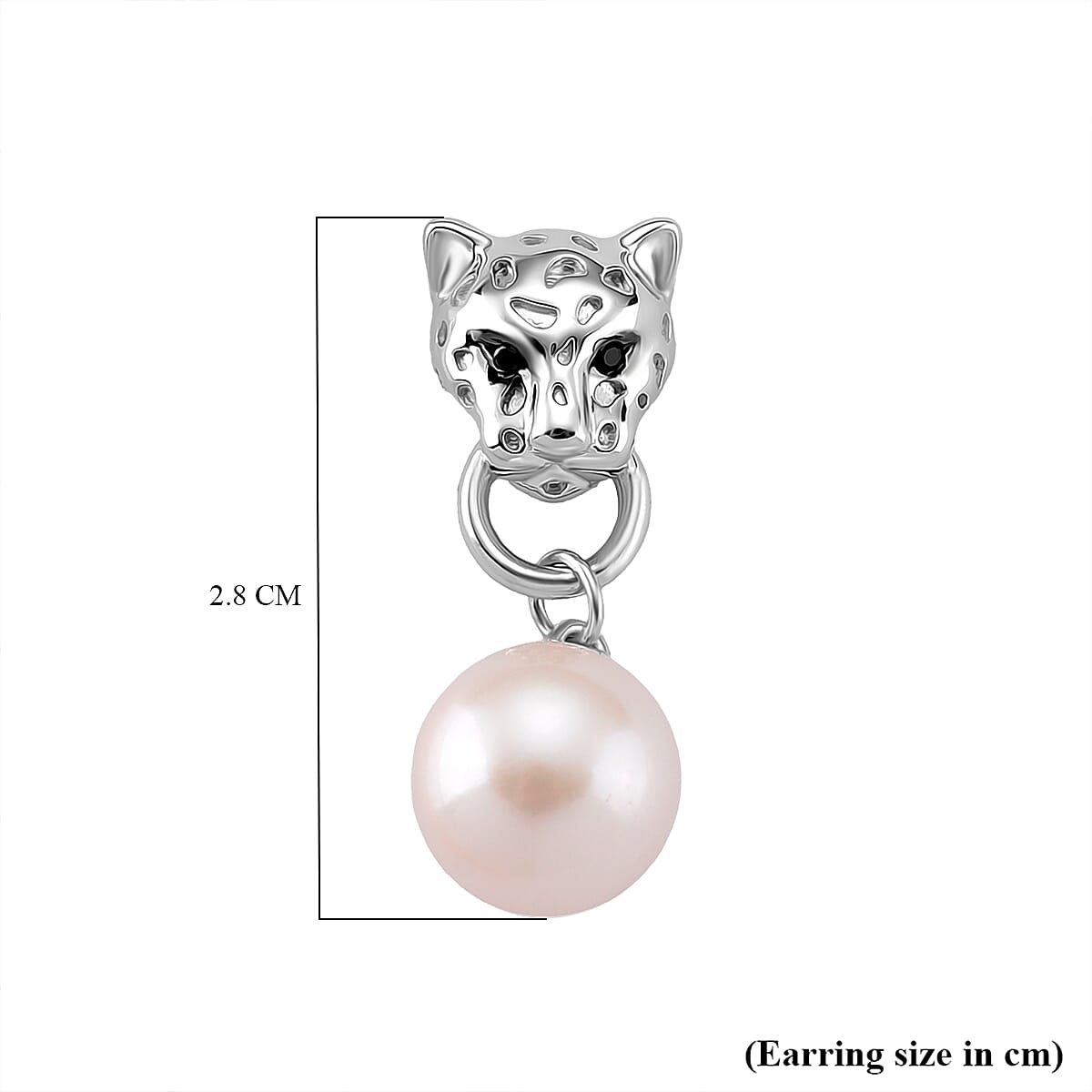 White Edison Pearl, Black Spinel Earring with Push Back in Rhodium Overlay Sterling Silver 15.26 Ct. 8192003 5
