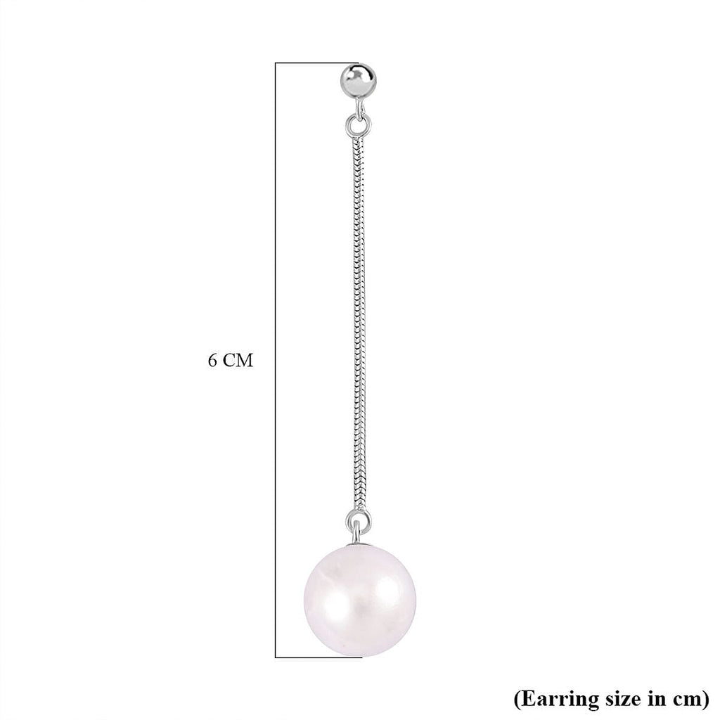 AAA White Edison Pearl Earrings in Rhodium Overlay Sterling Silver