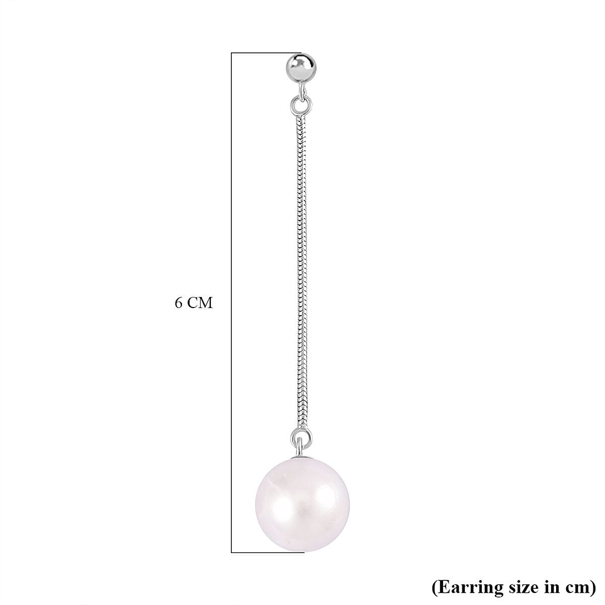 AAA White Edison Pearl Earrings in Rhodium Overlay Sterling Silver 7550828 5