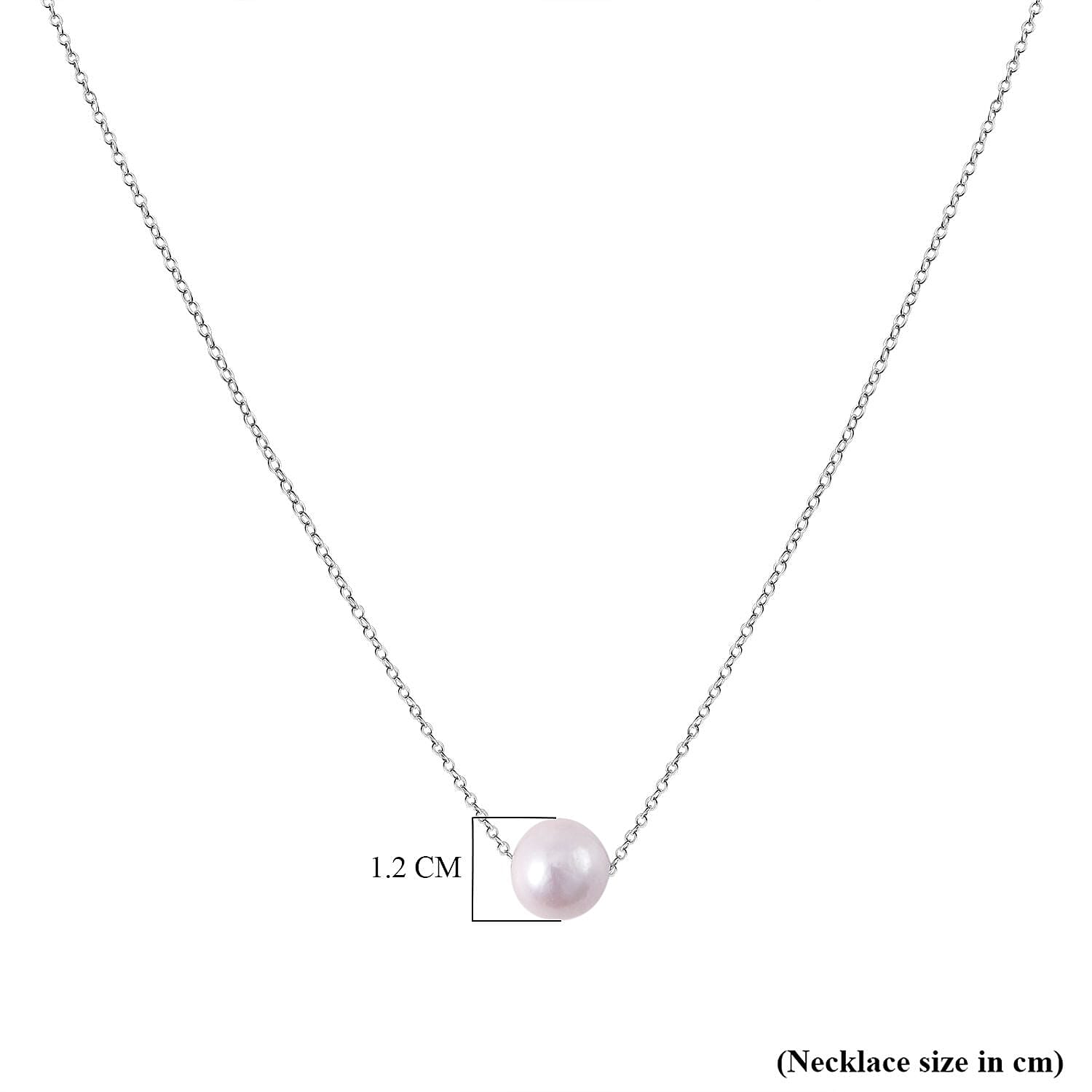 White Edison Pearl Necklace (Size - 20) in Rhodium Overlay Sterling Silver 7561875 4
