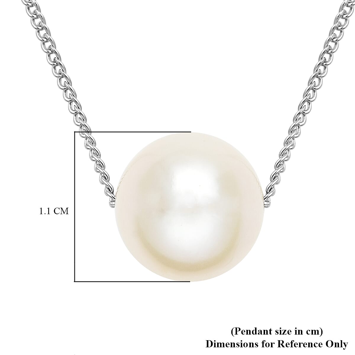 White Edison Pearl Necklace (Size - 18) in Rhodium Overlay Sterling Silver 9.0 Ct 3890831 5