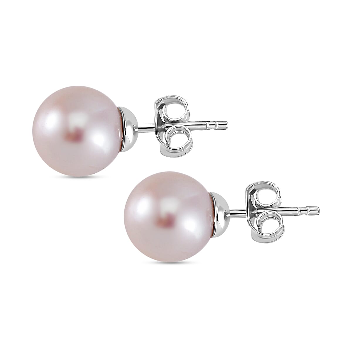White Edison Pearl Solitaire Stud Earrings in Rhodium Overlay Sterling Silver 16.84 Ct. 7801082 4