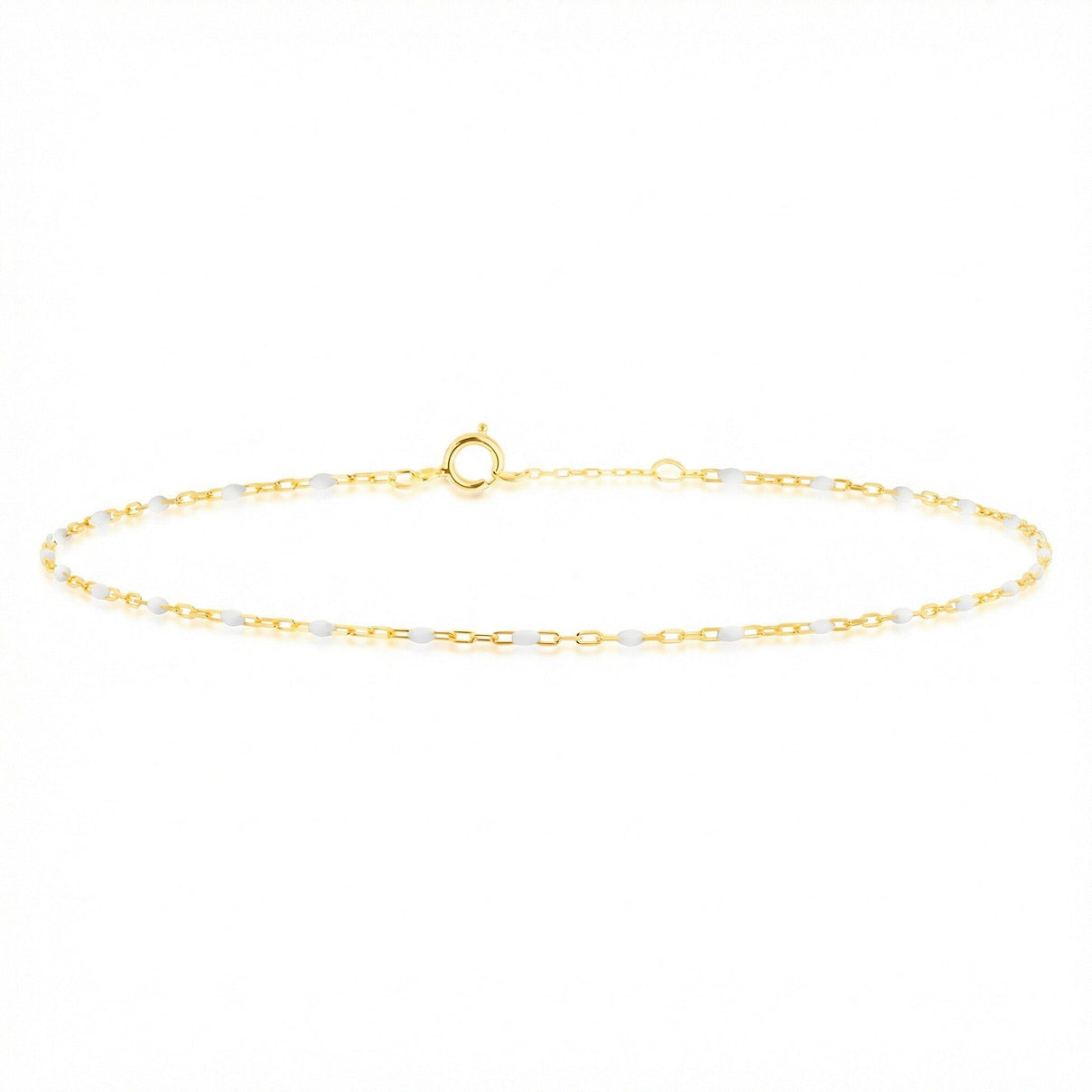 White Enamel Mini Paper Bracelet in 9K Yellow Gold 7.5 Inch 7567386 0
