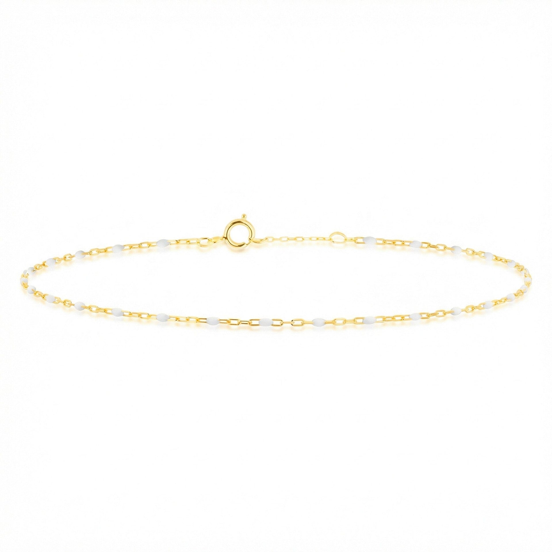 White Enamel Mini Paper Bracelet in 9K Yellow Gold 7.5 Inch 7567386 0