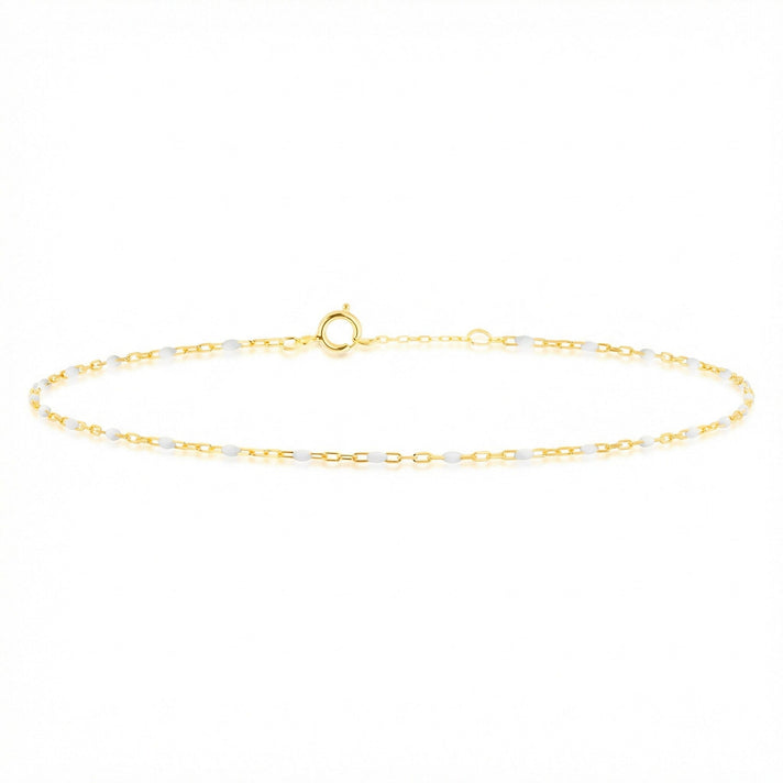 White Enamel Mini Paper Bracelet in 9K Yellow Gold 7.5 Inch 7567386 1