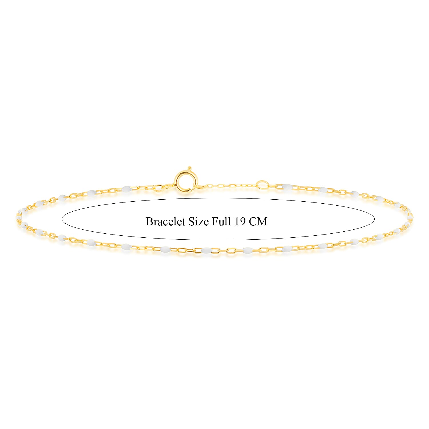White Enamel Mini Paper Bracelet in 9K Yellow Gold 7.5 Inch 7567386 7