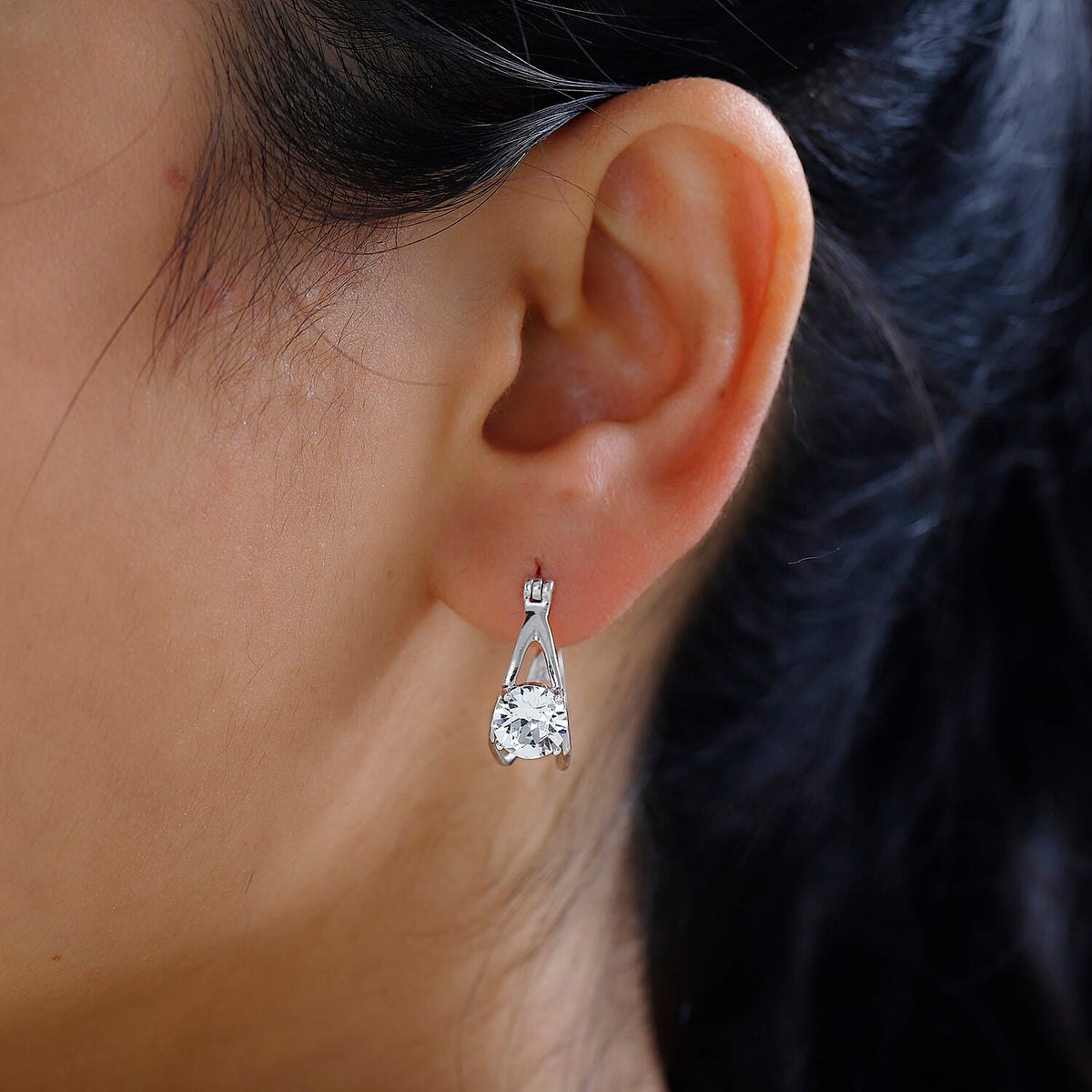 Finest Austrian Crystal Solitaire Earrings in Platinum Overlay Sterling Silver 2.40 Ct. 7661737 2