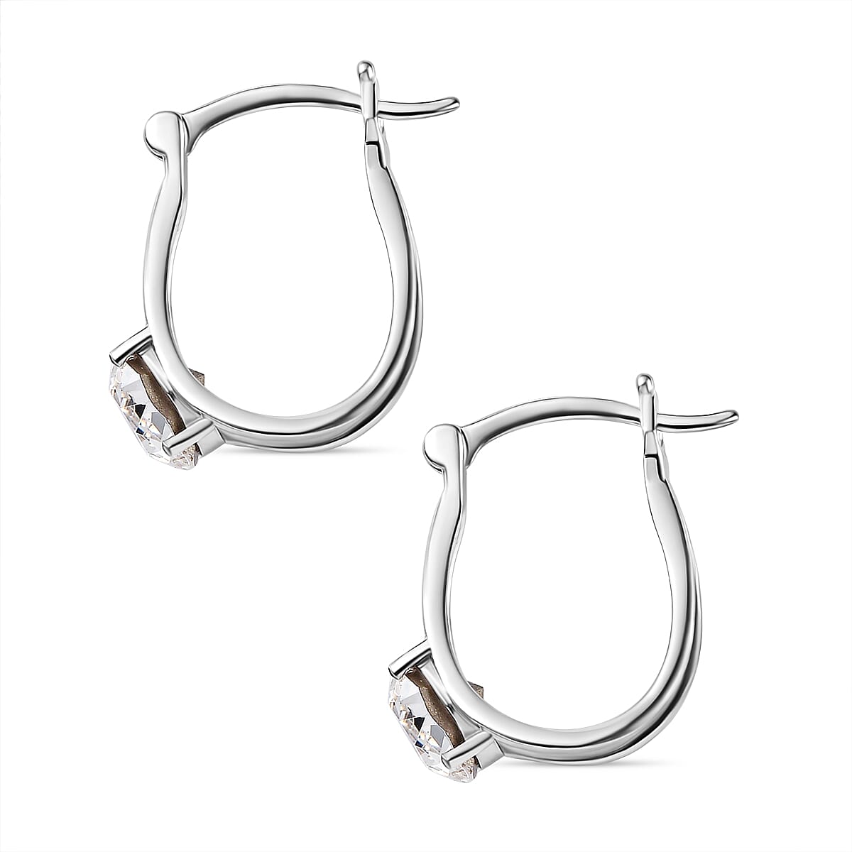 Finest Austrian Crystal Solitaire Earrings in Platinum Overlay Sterling Silver 2.40 Ct. 7661737 3