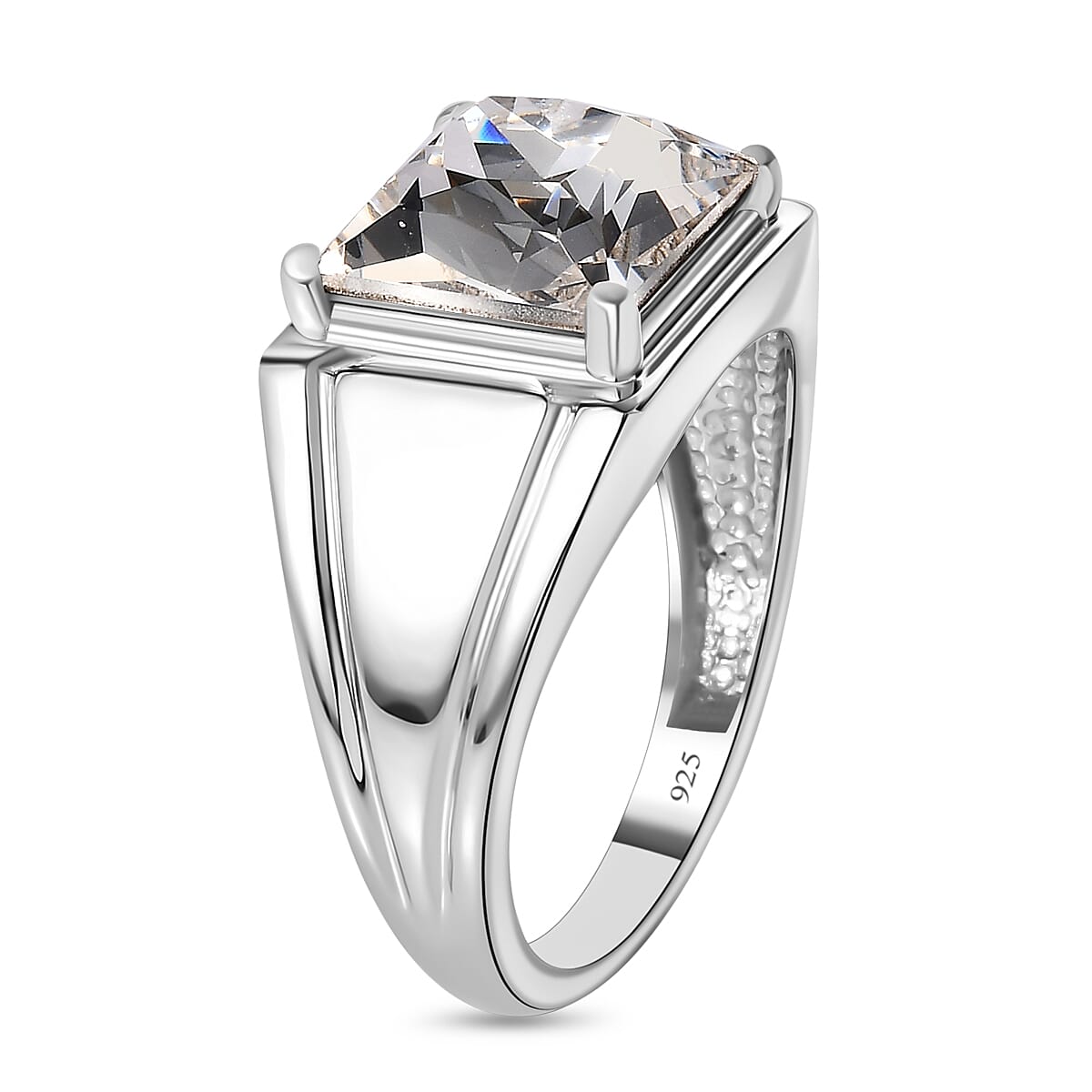White Finest Austrian Crystal Mens Solitaire Ring in Platinum Overlay Sterling Silver 7651737 3