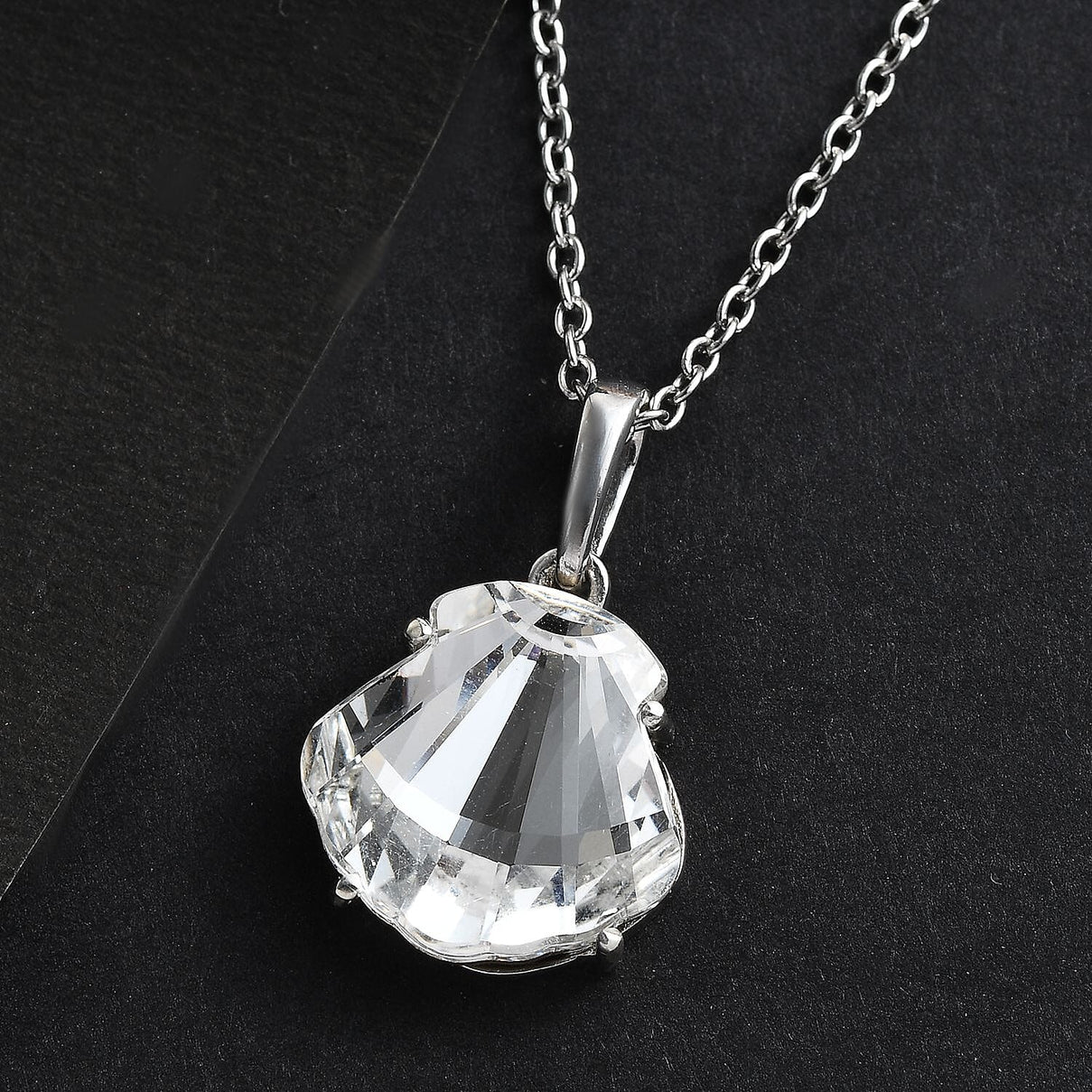 Finest White Austrian Crystal Solitaire Pendant in Platinum Overlay Sterling Silver with Stainless Steel Chain (Size 20) 4226808 2