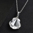 White Finest Austrian Crystal Platinum Overlay Sterling Silver Solitaire Pendant with Stainless Steel Chain (Size 20)