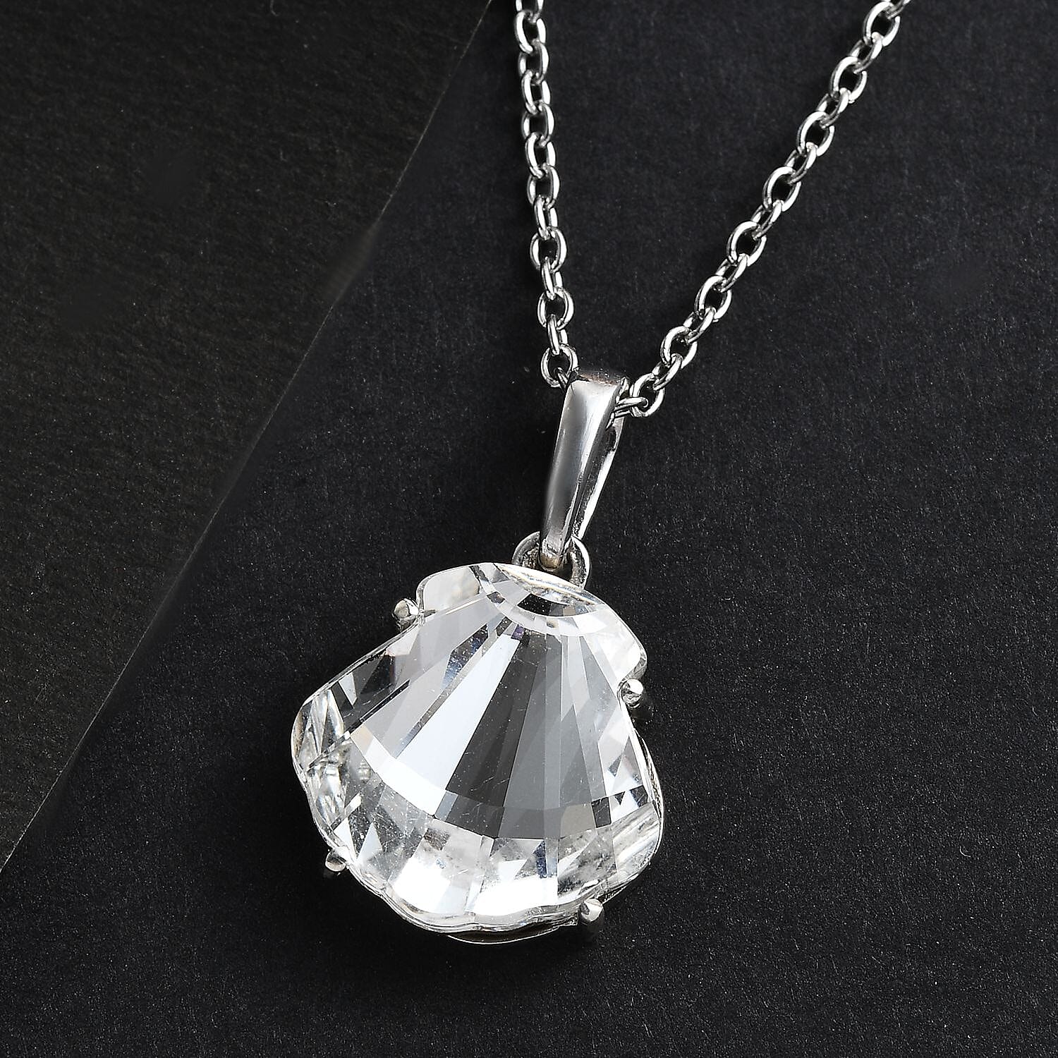 Finest White Austrian Crystal Solitaire Pendant in Platinum Overlay Sterling Silver with Stainless Steel Chain (Size 20) 4226808 2