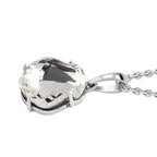 White Finest Austrian Crystal Platinum Overlay Sterling Silver Solitaire Pendant with Stainless Steel Chain (Size 20)