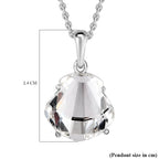 White Finest Austrian Crystal Platinum Overlay Sterling Silver Solitaire Pendant with Stainless Steel Chain (Size 20)