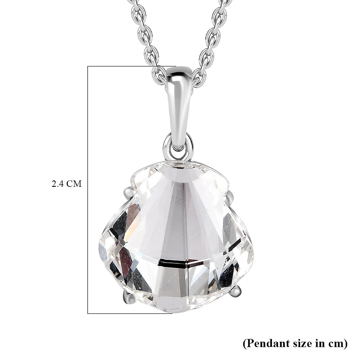 Finest White Austrian Crystal Solitaire Pendant in Platinum Overlay Sterling Silver with Stainless Steel Chain (Size 20) 4226808 5