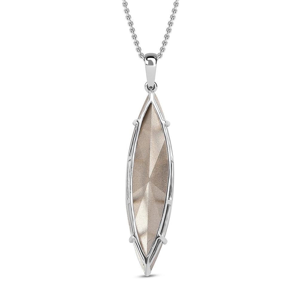 White Finest Austrian Crystal Platinum Overlay Sterling Silver Solitaire Pendant with Stainless Steel Chain (Size 20)