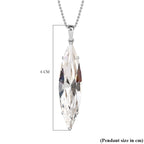 White Finest Austrian Crystal Platinum Overlay Sterling Silver Solitaire Pendant with Stainless Steel Chain (Size 20)