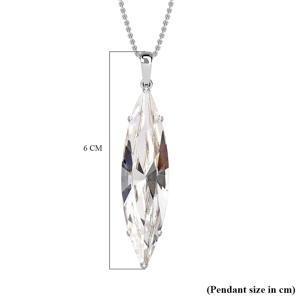 White Finest Austrian Crystal Platinum Overlay Sterling Silver Solitaire Pendant with Stainless Steel Chain (Size 20) 4228664 6