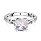 White Finest Austrian Crystal & White Cubic Zirconia Ring in Platinum Overlay Sterling Silver 1.90 Ct