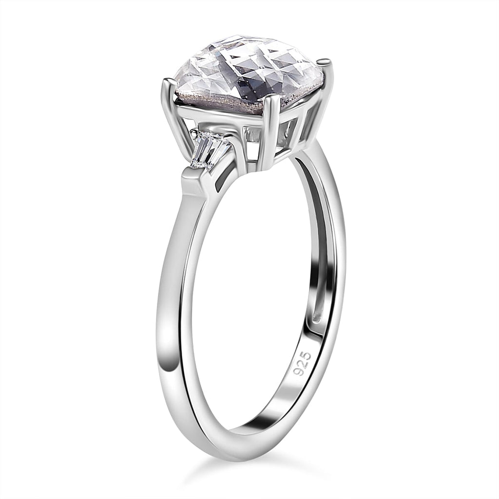 White Finest Austrian Crystal & White Cubic Zirconia Ring in Platinum Overlay Sterling Silver 1.90 Ct
