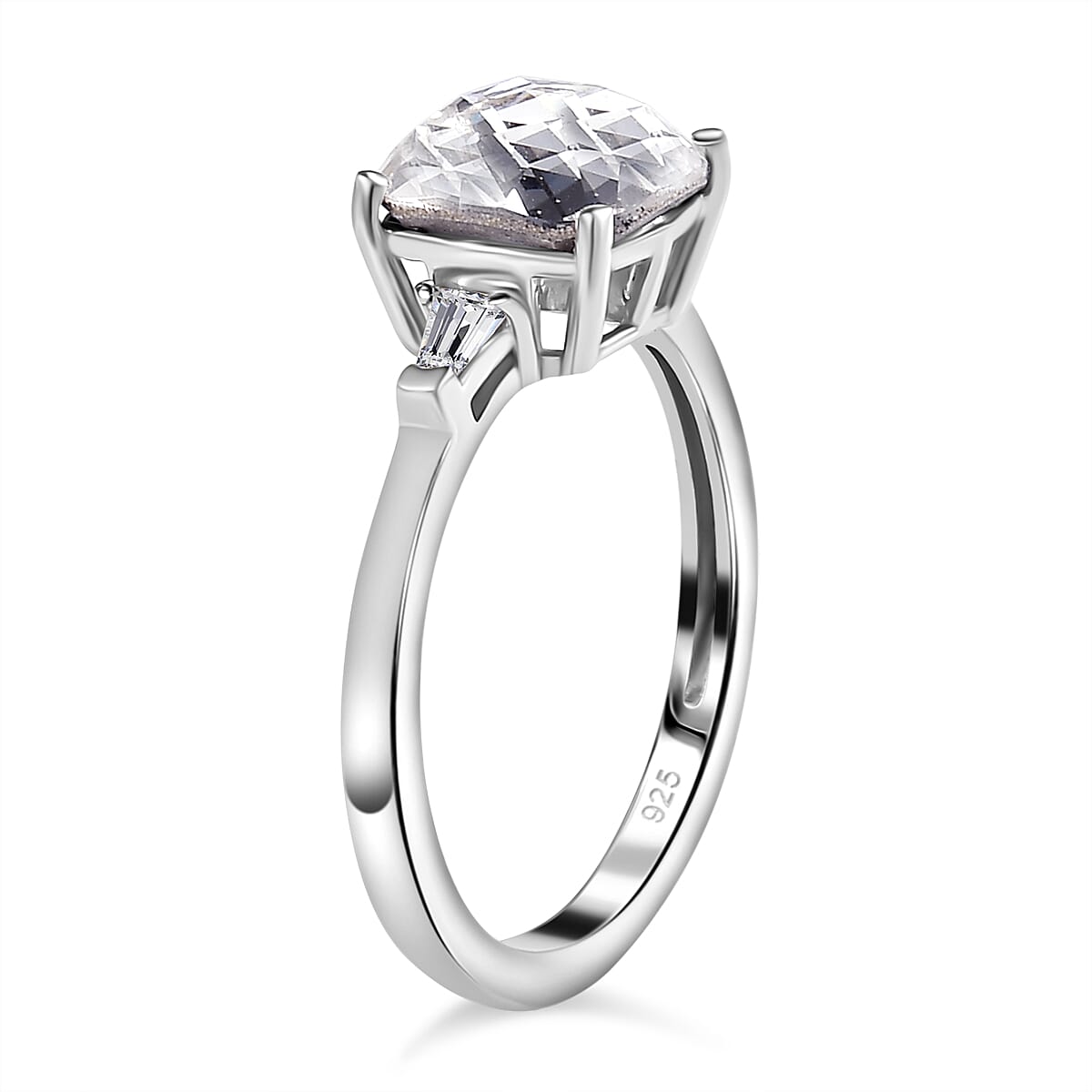 White Finest Austrian Crystal &amp; White Cubic Zirconia Ring in Platinum Overlay Sterling Silver 1.90 Ct 7657934 3