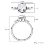 White Finest Austrian Crystal & White Cubic Zirconia Ring in Platinum Overlay Sterling Silver 1.90 Ct