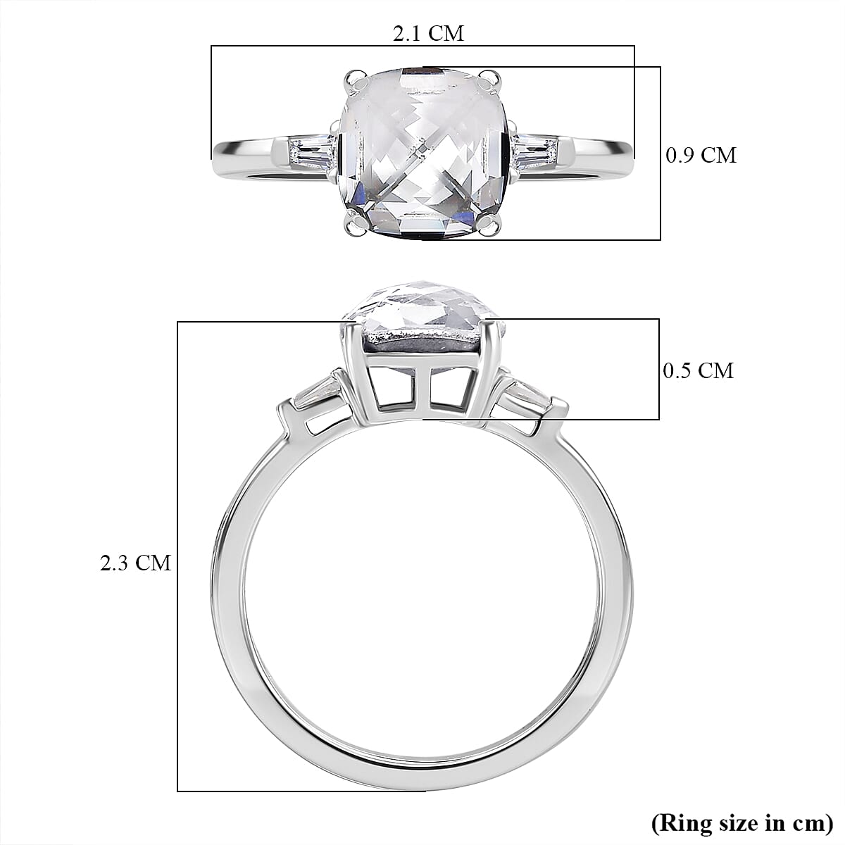 White Finest Austrian Crystal &amp; White Cubic Zirconia Ring in Platinum Overlay Sterling Silver 1.90 Ct 7657934 5