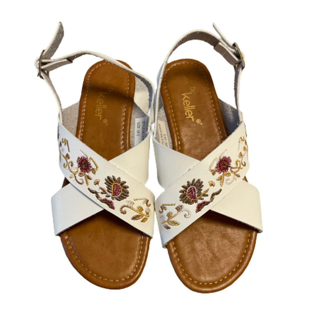 White Flower Sandal with Buckle Strap (Size 4)