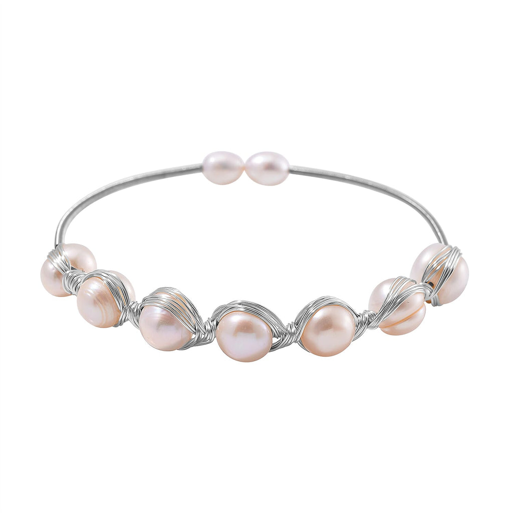White Fresh Water Pearl Adjustable Bangle 50.00 Ct.