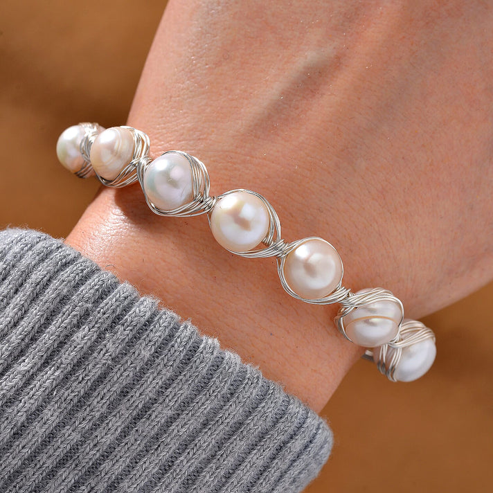 White Fresh Water Pearl Adjustable Bangle 50.00 Ct. 7970031 2