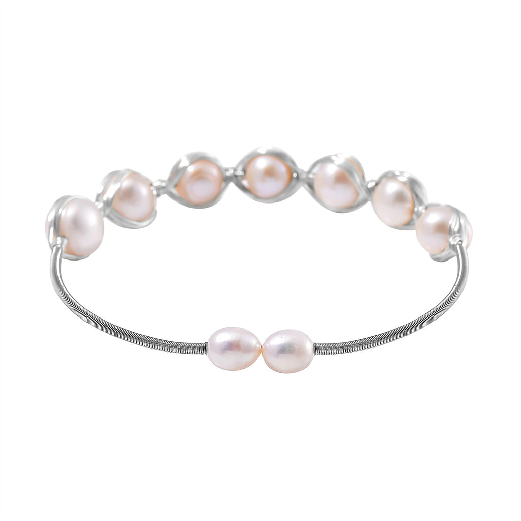 White Fresh Water Pearl Adjustable Bangle 50.00 Ct.