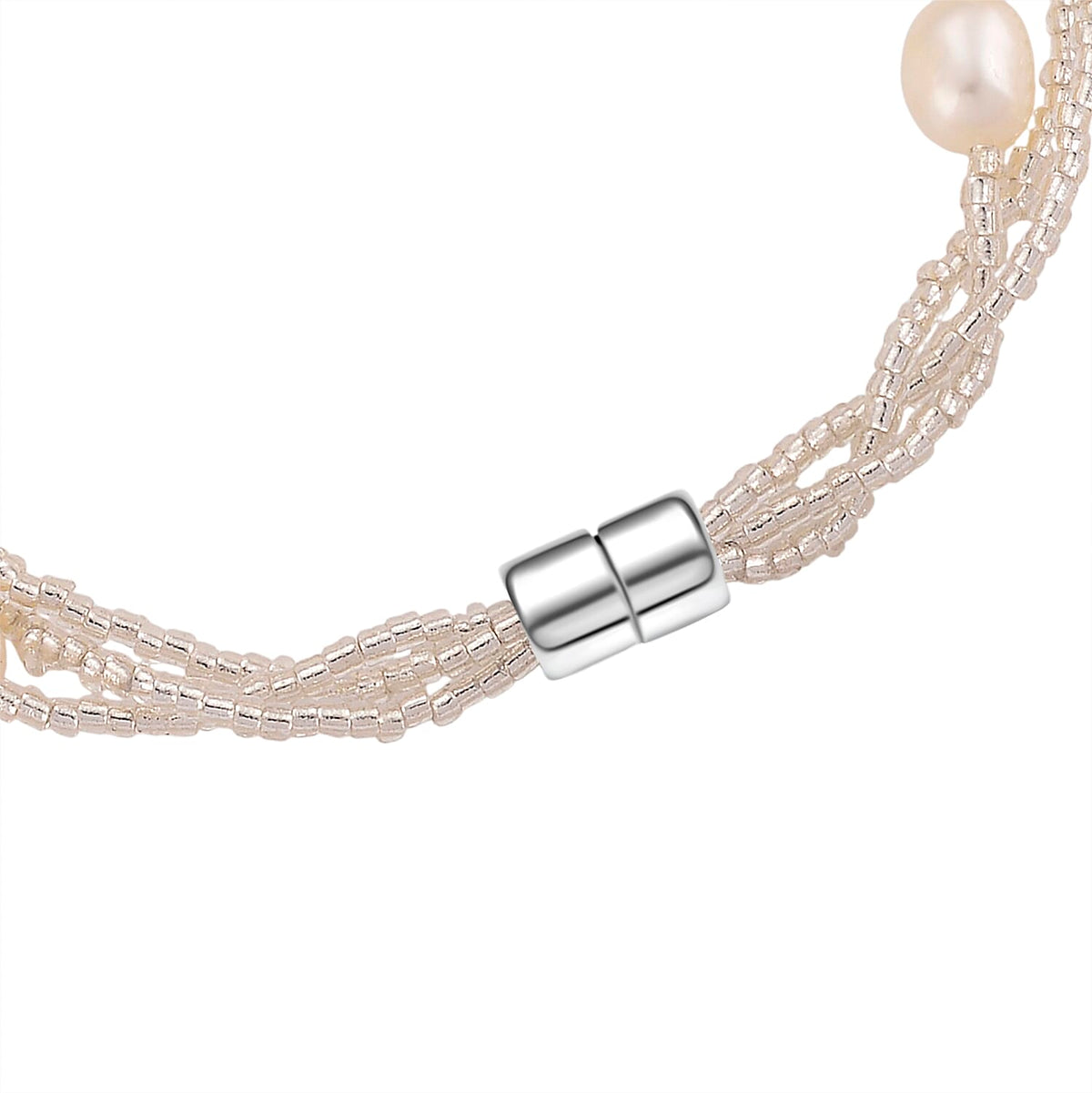 White Fresh Water Pearl &amp; Austrian White Crystal Bracelet (Size - 7.5) with Magnet Clasp 8262387 5