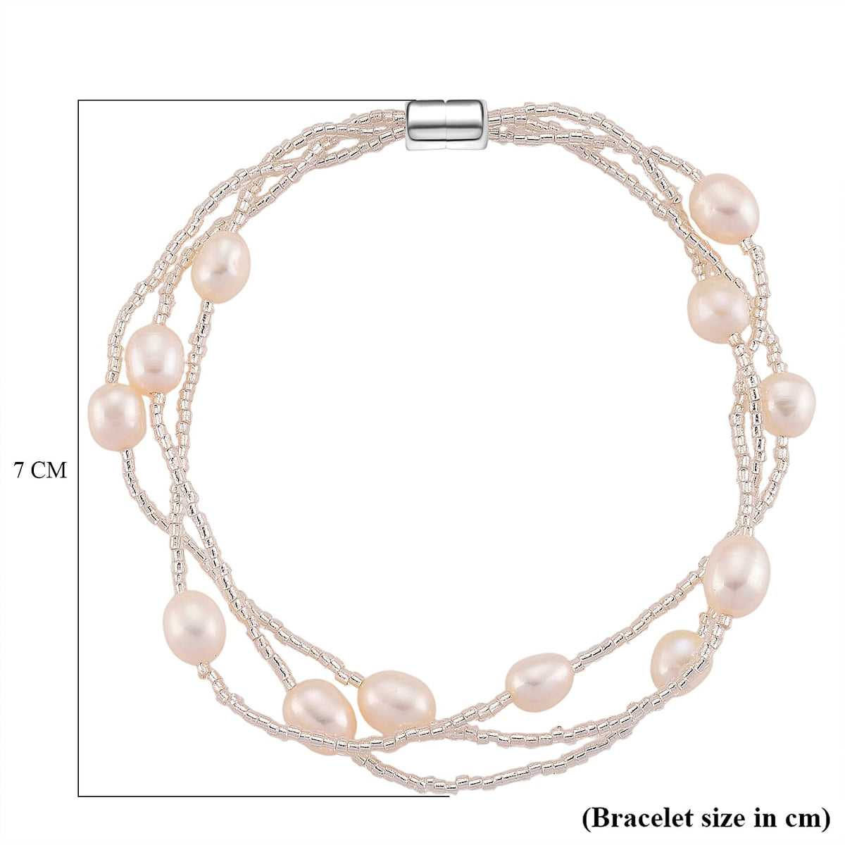 White Fresh Water Pearl &amp; Austrian White Crystal Bracelet (Size - 7.5) with Magnet Clasp 8262387 6