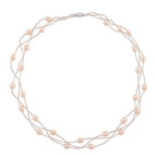 White Fresh Water Pearl & Austrian White Crystal Necklace (Size - 18) with Magnet Clasp