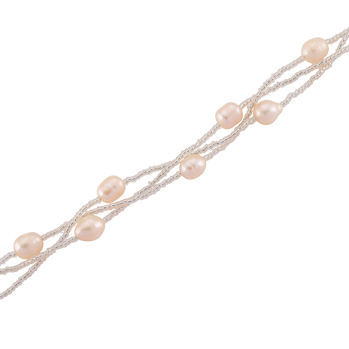 White Fresh Water Pearl &amp; Austrian White Crystal Necklace (Size - 18) with Magnet Clasp 8262406 5