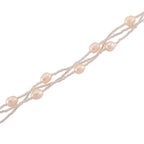 White Fresh Water Pearl & Austrian White Crystal Necklace (Size - 18) with Magnet Clasp