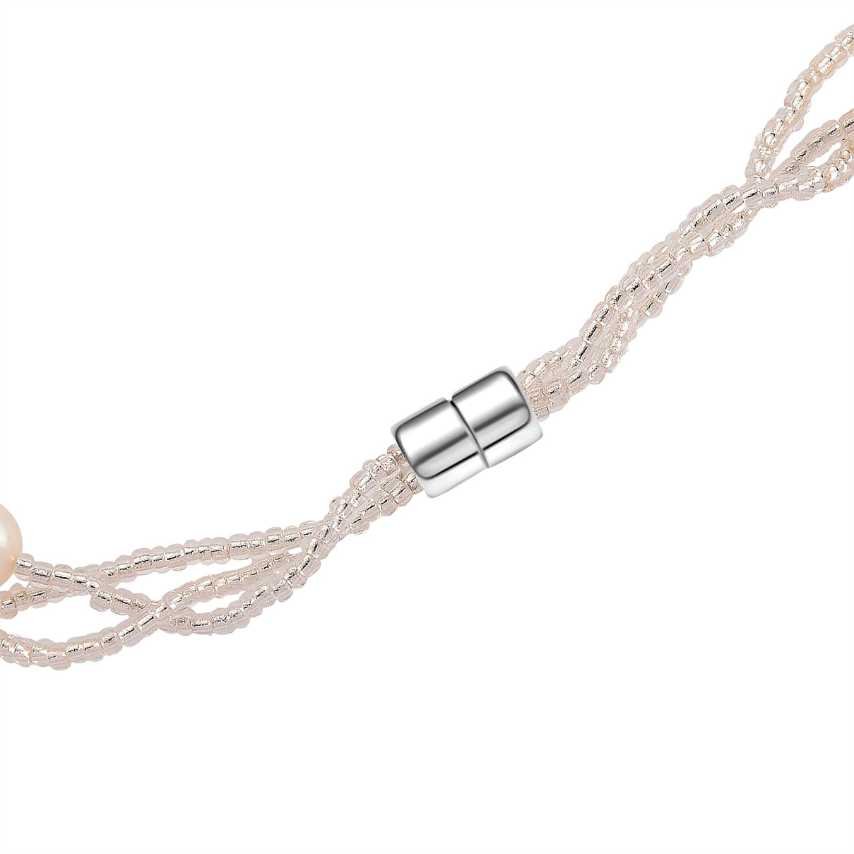 White Fresh Water Pearl &amp; Austrian White Crystal Necklace (Size - 18) with Magnet Clasp 8262406 6