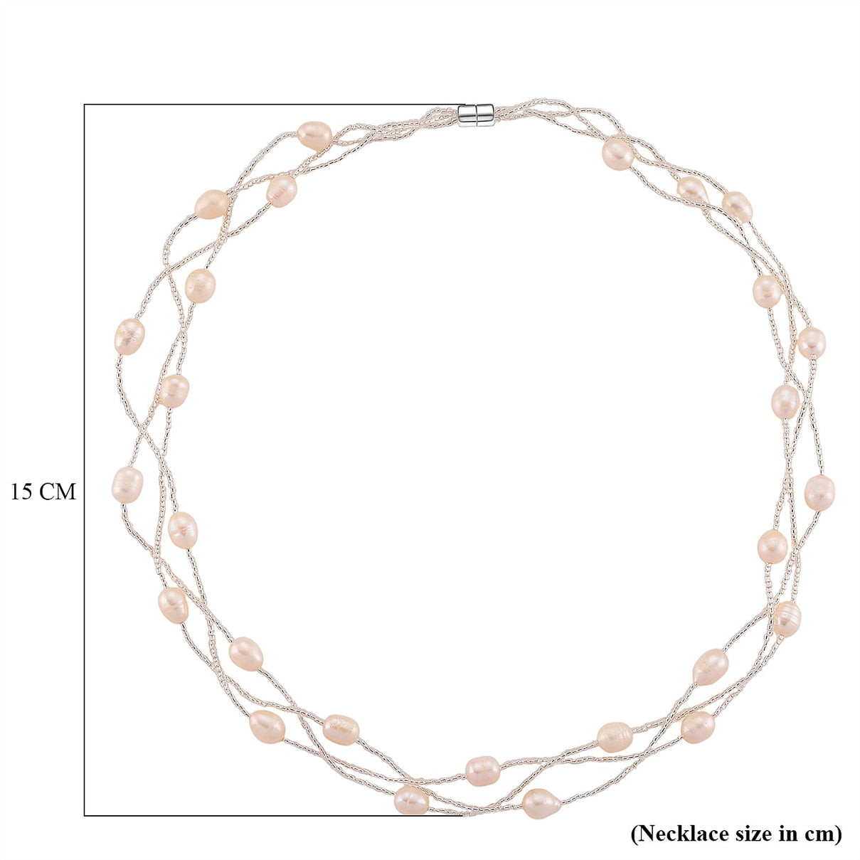 White Fresh Water Pearl &amp; Austrian White Crystal Necklace (Size - 18) with Magnet Clasp 8262406 7